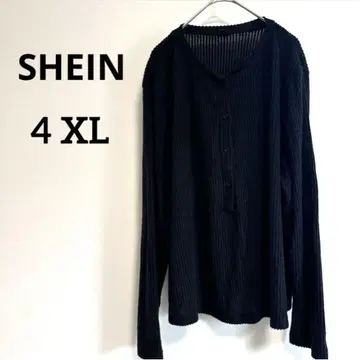 [ 새상품급 ] SHEIN ( 4XL ) 리브 블랙 긴팔 스웨터