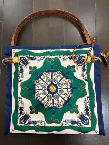 탑카피 스카프 패턴 토트백 핸드백 그린 네이비