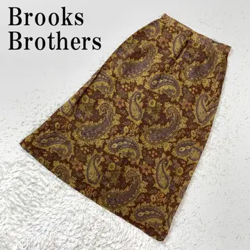 브룩스브라더스 롱 스커트 울 올 패턴 브라운 9 B232