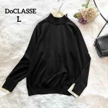 [DoCLASSE] 두클라쎄 하이넥 배색 니트 블랙 바이컬러 L