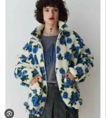 jouetie 아우터 꽃무늬 블루 화이트