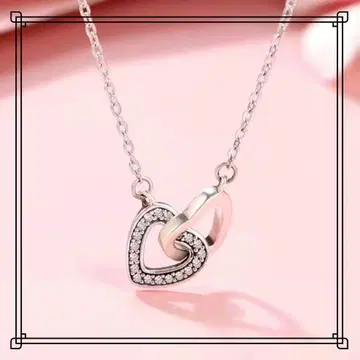 059nu [더블 하트] CZ 다이아 하트 목걸이 플라티나 코트 귀여운