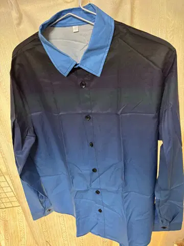 청흑 그라데이션 긴팔 셔츠 남성용 멋스러운 캐주얼 포멀 겸용