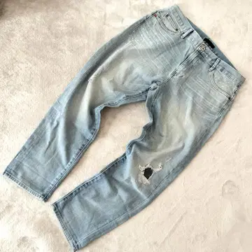 UNIQLO JEANS 보이프렌드 테이퍼드 미들 데님 블루 W71