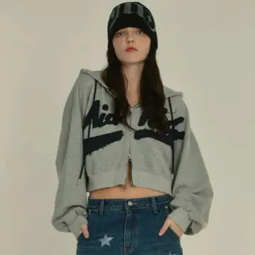 MIDNIGHT MOVE 데미지 후드 집업 그레이 한국