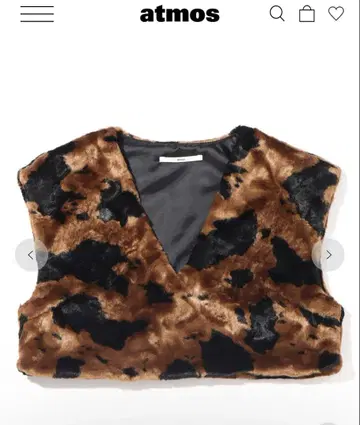 atmos pink COW 패턴 숏 퍼 베스트 BROWN