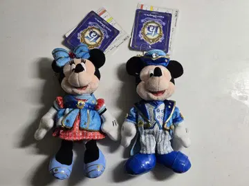 디즈니씨 15주년 미키 미니 인형 배지 세트
