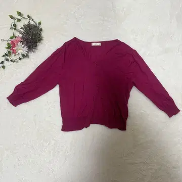 에프데 가디건 핑크 7부 소매 여성용 상의 사이즈 15 a809