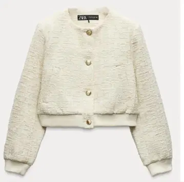 ZARA 텍스처 봄버 리브 부착 자켓 트위드 L 사이즈