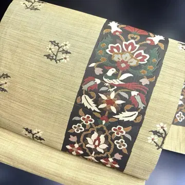 9-264 나고야 오비 구촌 새상품급 순수 실크 기모노 나고야 오비