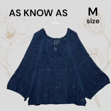 AS KNOW AS 새상품 시스루 메쉬 네이비 썸머 니트