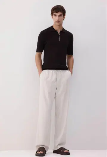 새상품 H&M 린넨 혼합 허리밴딩 와이드 팬츠