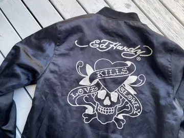 Ed Hardy 에드하디 자수 로고 백 스컬 스카잔 블루종