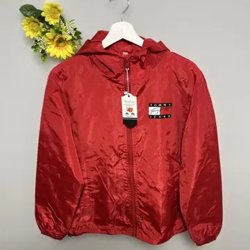 [ TOMMY JEANS ] 나일론 자켓 긴팔 후드 부착 레드 L 사이즈