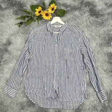 [FRENCH LINEN] 셔츠 긴팔 얇은 소재 스트라이프 블루 FREE