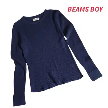 BEAMS BOY 와플 긴팔 서멀 다크 네이비 두꺼운 원단 티셔츠 885
