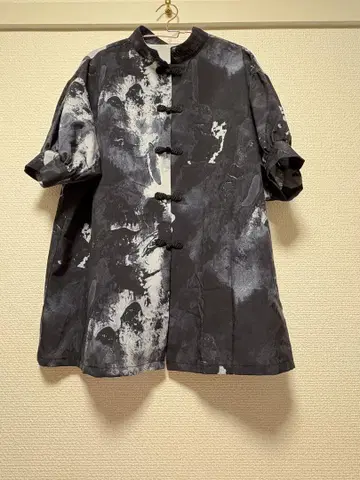 HARE 차이나 올 패턴 셔츠 블랙 블라우스