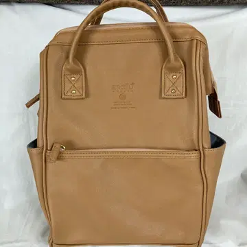 새상품급 anello GRANDE 카멜 금속 프레임 백팩 백 아네로