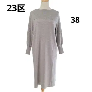 23KU 리브 콤비 스무스 니트 원피스 그레이쉬 38