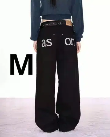 애즈온 애즈온 블랙 스트레이트 데님 팬츠 M 사이즈