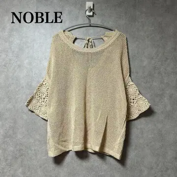 노블 NOBLE 베이지 레이스 반팔 니트