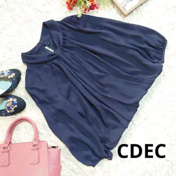 새상품급 CDEC 셔츠/블라우스 (M) 네이비/쉬폰/7분 소매