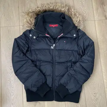 TOMMY GIRL 인조 모피 부착 블랙 다운 자켓 M 사이즈