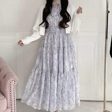 evelyn 라메 프릴 꽃무늬 OP