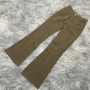 S.Q.J 부츠컷 카키 스트레치 팬츠 롱 레그 여성용 68cm