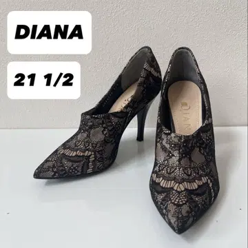 [컨디션 최상] DIANA 블랙 레이스 하이힐 펌프스 부티 21 1/2