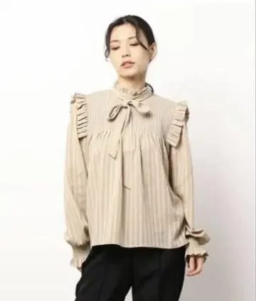 MOUSSY 스트라이프 보타이 블라우스