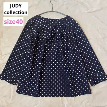 JUDY collection 도트 무늬 보타이 리본 블라우스 네이비 40