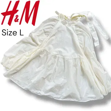 H&M 하늘하늘 오버 사이즈 화이트 티어드 플레어 셔츠 L 사이즈