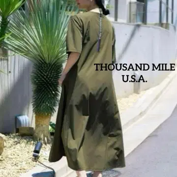 [사우전드마일] 롱 원피스 오부 소매 카키 F 캐주얼 USA