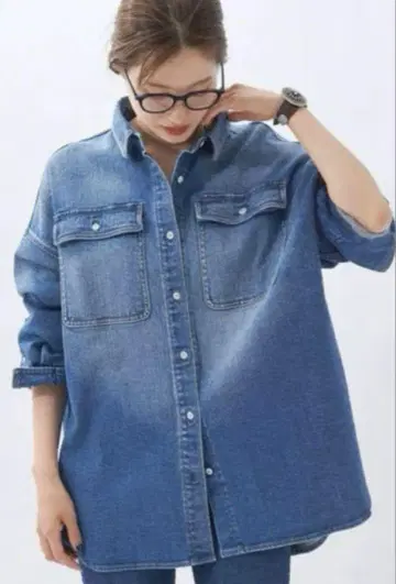 Healthy DENIM ALMOND 오버 사이즈 데님 셔츠
