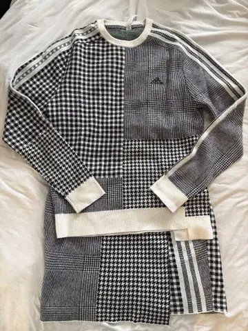 [ adidas ] 여성용 골프 체크 무늬 셋업