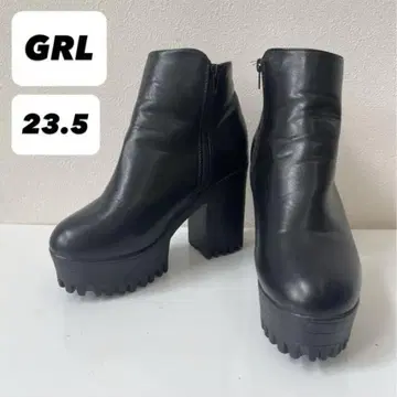 GRL 탱크 솔 와이드 힐 숏부츠 블랙 힐 부츠 23.5
