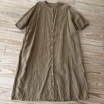 얀마산업 YAMMA 린넨 둥근넥 셔츠 원피스