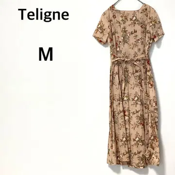 TELIGNE 꽃무늬 롱 원피스 [ M ] 일본제 뒷면 지퍼 면 100%