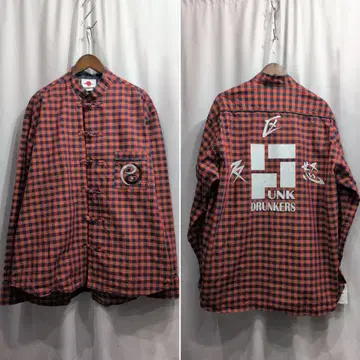 [ size:L ] 펑크 드렁커스 깅엄 체크 차이나 셔츠