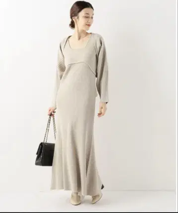 정가 39,600엔 카사플라인 니트 가디건 세트 원피스