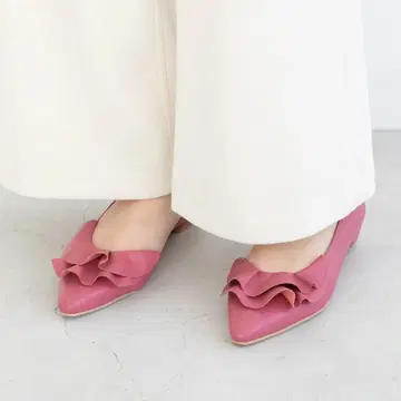 프릴 사이드 오픈 펌프스 핑크
