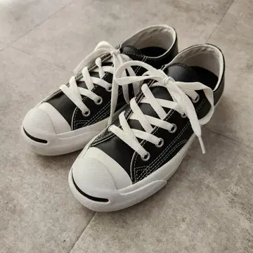 [ 거의 미사용 ] 컨버스 잭퍼셀 올 가죽 블랙 22cm 키즈 가능