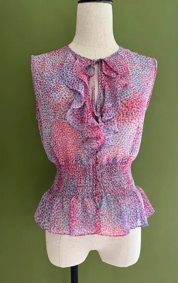 미사용, 택 없음 Nanette Lepore 시어 블라우스 XS/S