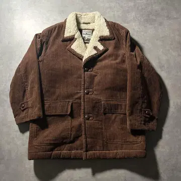 빈티지 코듀로이 보아 싸개 버튼 하프 코트 자켓
