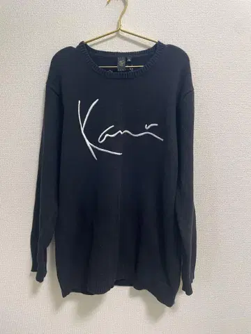 KARLKANI 블랙 니트 XXL 화이트 로고