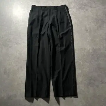 빈티지 블랙 모드 사이드 라인 2 턱 와이드 슬랙스