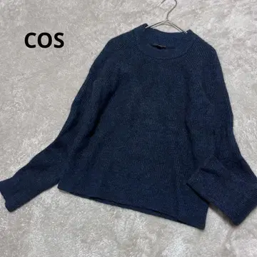 새상품급 COS 코스 알파카 혼방  니트 스웨터 네이비 크루넥