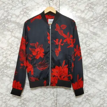 ZARA 자라 나일론 자켓 블루종 점퍼 꽃무늬 S