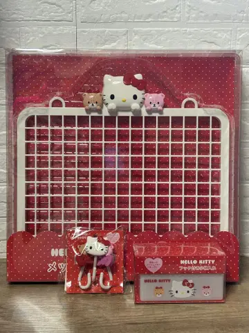 헬로키티 장식 수납 시리즈 메쉬 패널 S자 후크 후크 포함 소품함